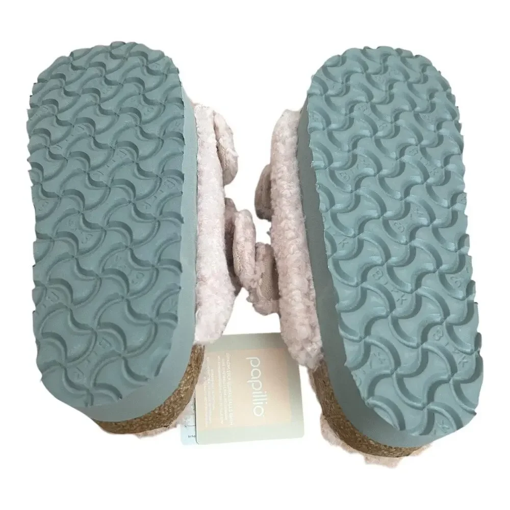 Birkenstocks Papillio Arizona Teddy Shearling Crystal Rose Pink Sandals 36EU